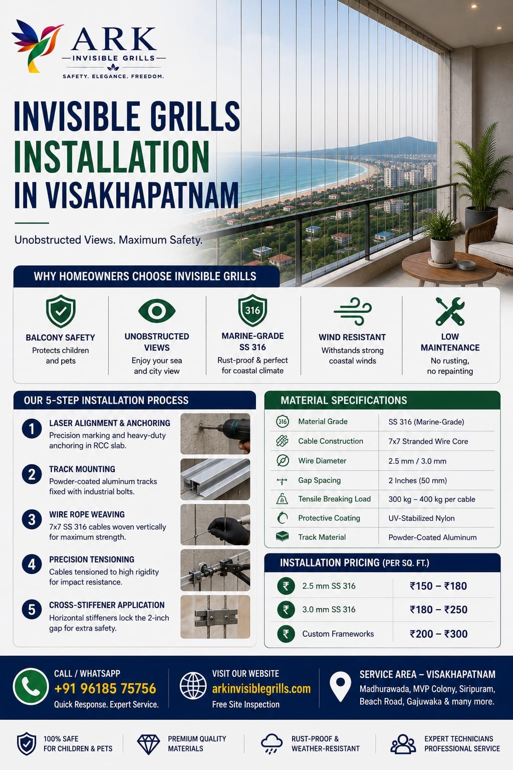 Invisible Grills Installation in Visakhapatnam