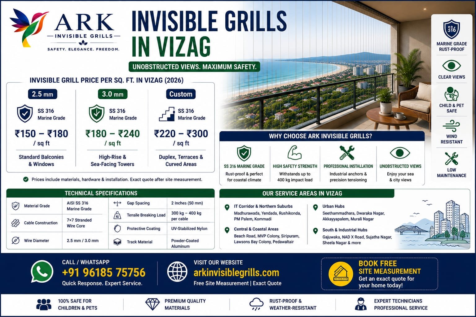 Invisible Grill Price Per Sq Ft in Vizag