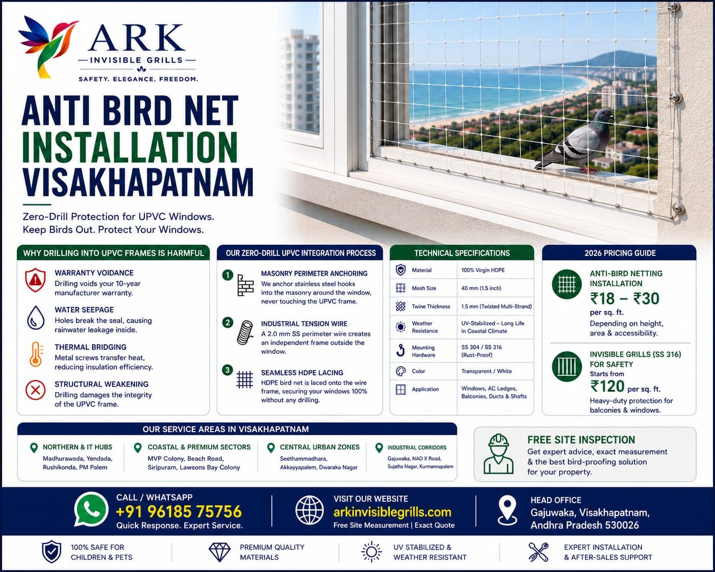 Anti Bird Net Installation Visakhapatnam