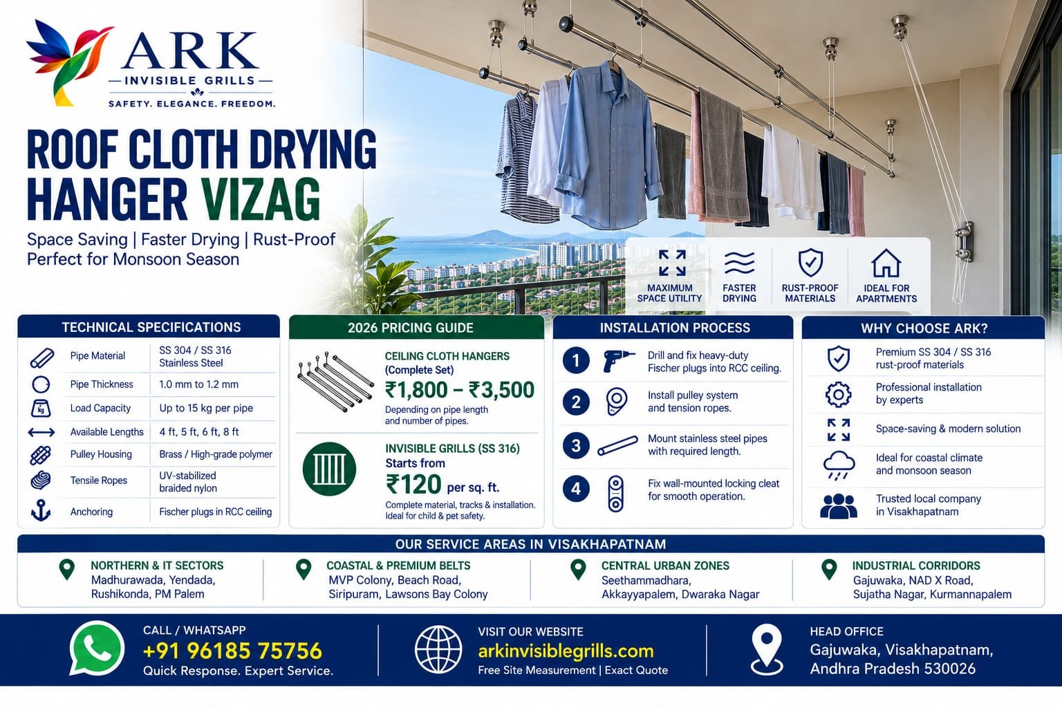 Roof Cloth Drying Hanger Vizag