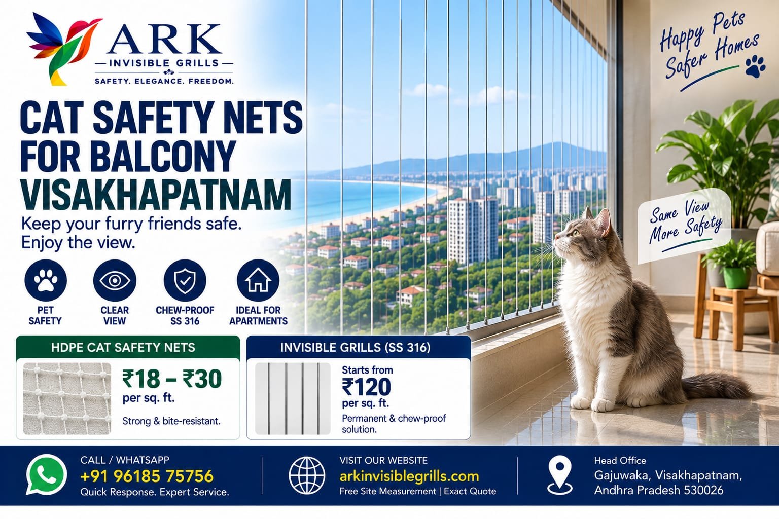 Cat Safety Nets for Balcony Visakhapatnam