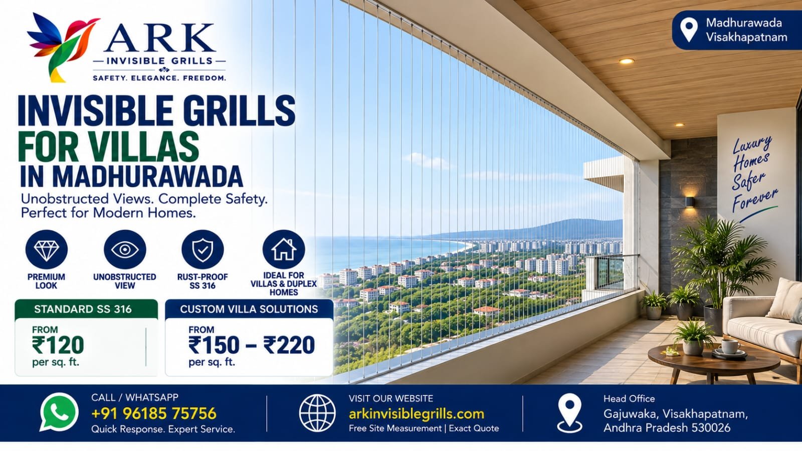 Invisible Grills for Villas in Madhurawada