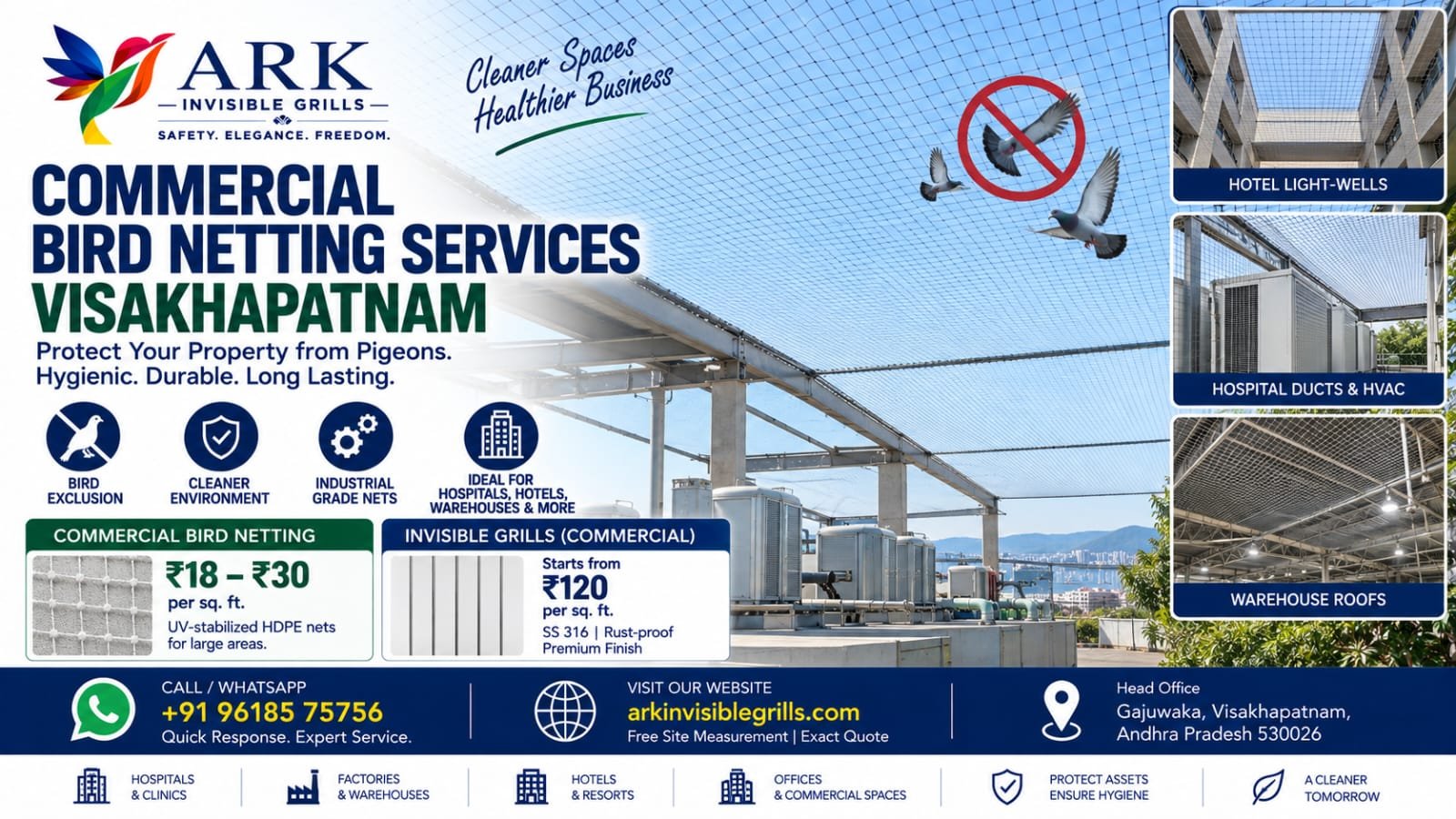 Commercial Bird Netting Services Visakhapatnam