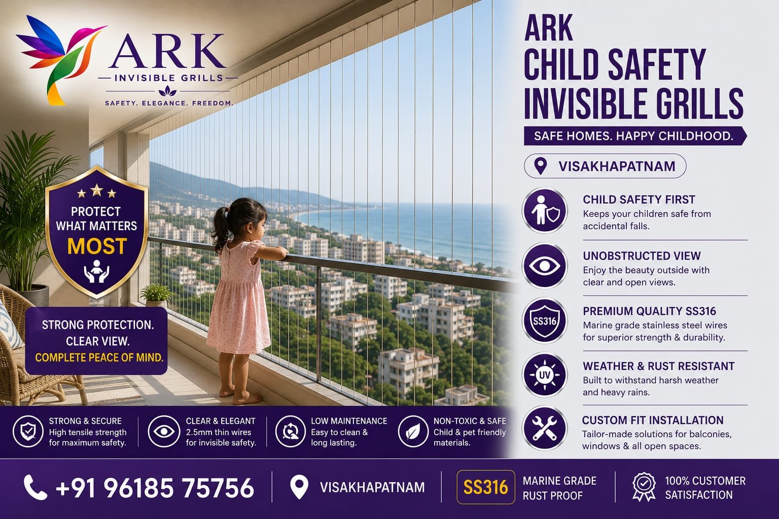 Child Safety Invisible Grills in Vizag